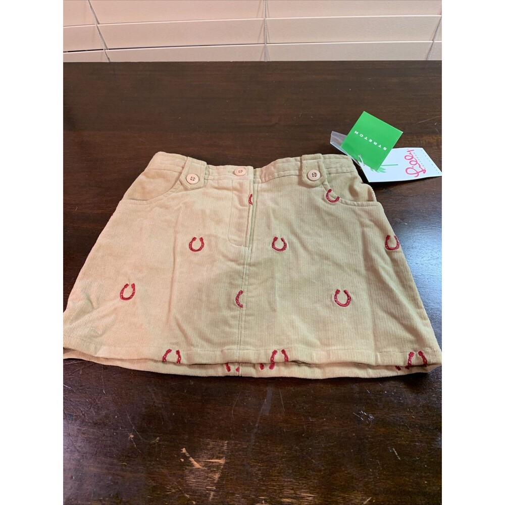 Lilly Pulitzer Girls Size 4 Brown Corduroy Skirt With Horseshoes NWT
